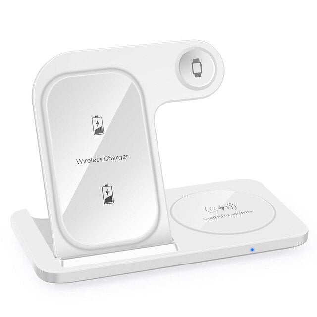 Carregador por Indução 3 em 1 para iPhone 14 13 12 11, AppleWatch e AirPods
