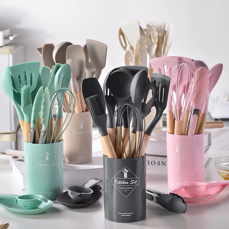Jogo de Cozinha Kit com 12 Peças de Silicone