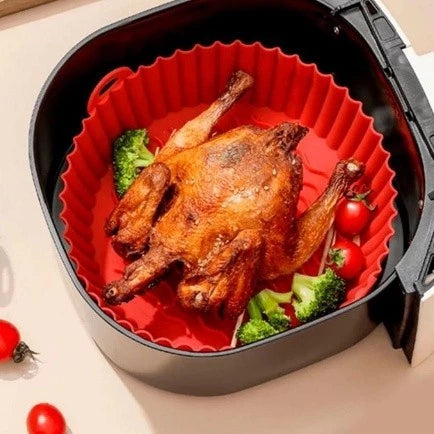 Kit 6 Peças/Conjunto Cesto de Silicone Forma Redonda Air Fryer e Forno
